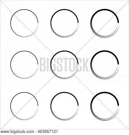 Super Set Of Circles Lines. Vector Grunge Round Shapes. Doodle Circles For Design Elements. Bubble P