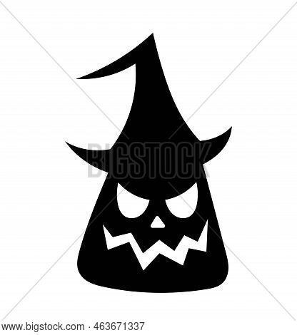 Halloween Pumpkin In Hat Silhouette. Symbol Of International And Traditional Holiday Of Fear And Hor