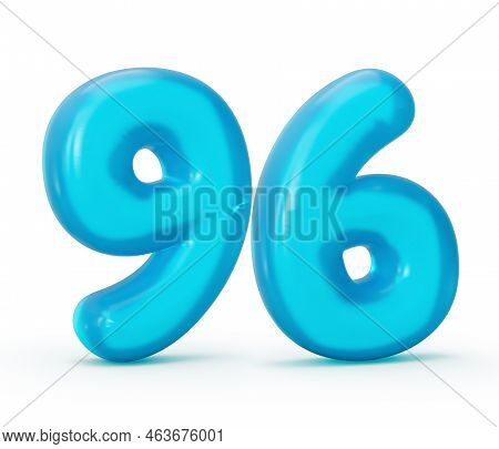 Blue Jelly Digit 96 Ninety Six Isolated On White Background Jelly Colorful Alphabets Numbers For Kid