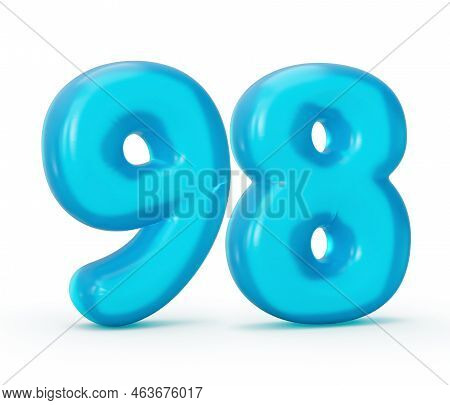 Blue Jelly Digit 98 Ninety Eight Isolated On White Background Jelly Colorful Alphabets Numbers For K
