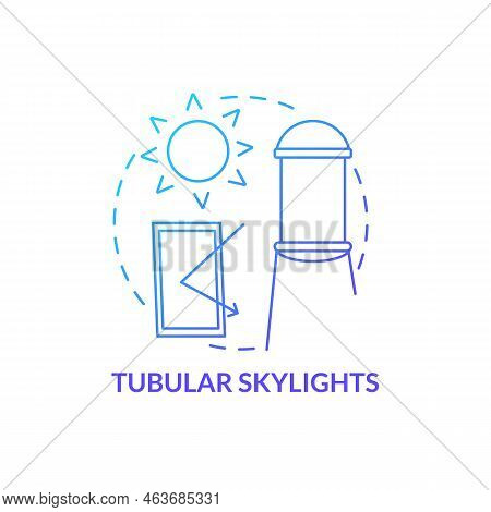 Tubular Skylights Blue Gradient Concept Icon. Power Home With Alternative Electricity. Sun Tunnel Ab