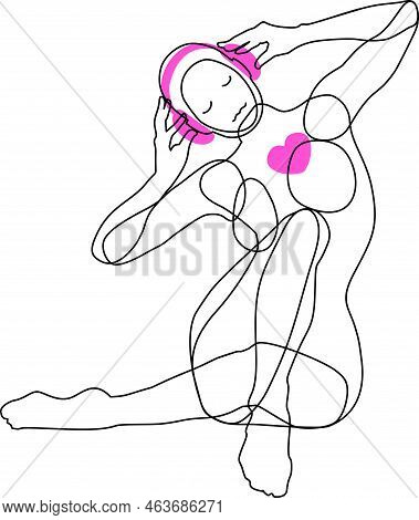 Girl In Headphones Listening To Her Favorite Music