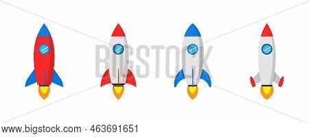 Rocket Launch Concept. Space Rocket Launch With Fire.