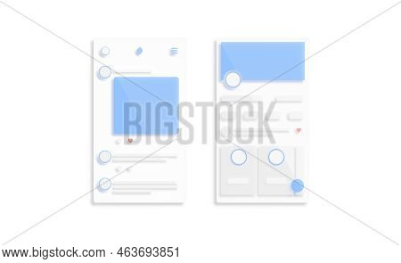 Content Social Media App Post And Profile Interface Frame Mockup, 3d Rendering. Account Page With Ne