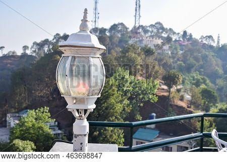 Early Morning View Of Modern Rooftop Restaurant At Kasauli, Himachal Pradesh In India, View Of Mount