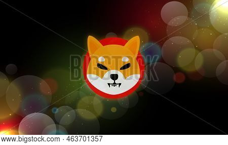 Shiba Virtual Currency Visuals On A Colorful Background. 3d Illustrations.