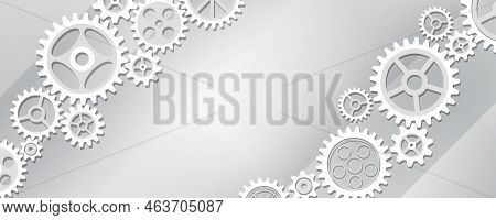 Gear Wheels Modern Vector Illustration. Cogs And Gear Mechanical Engineering Presentation Design. Te