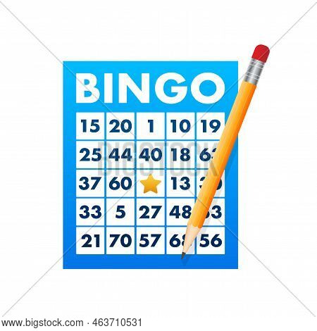 Bingo Or Lottery Game, Card. Big Win. Vector Stock Illustration.
