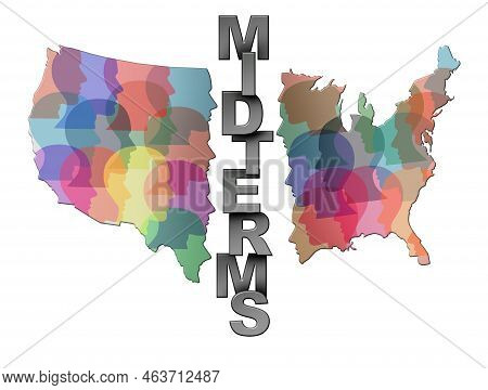 Midterm Elections And Midterms Concept Or United States Elections And Usa Vote And Divided American 