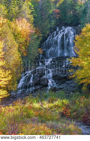 View Of Beaver Brook Falls In Autumn. Colebrook. Coos County. New Hampshire. Usa