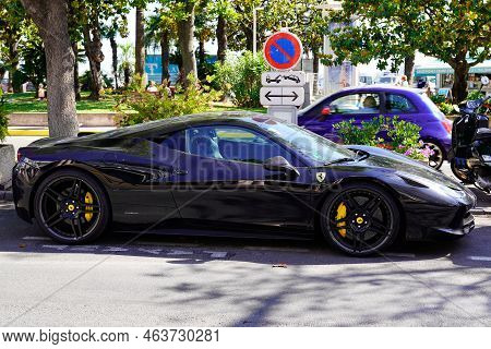 Bordeaux , Aquitaine  France - 10 10 2022 : Ferrari F12 Berlinetta Sport Car Supercar Parked In Fren