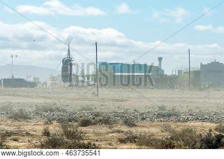 Tankwa, South Africa - Sep 4, 2022: A Dust Storm At Tankwa Road Stall Next To Road R355 In The Tankw