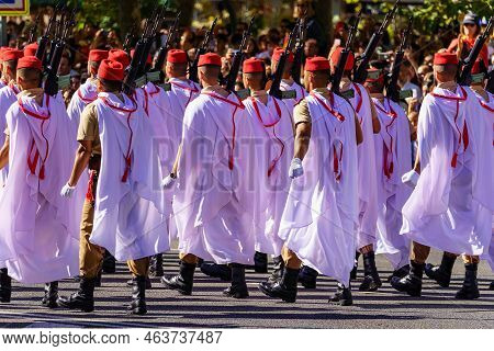 Madrid, Spain, October 12, 2022: Parade Of The Special Corps Of The Regulares Through The Streets Of