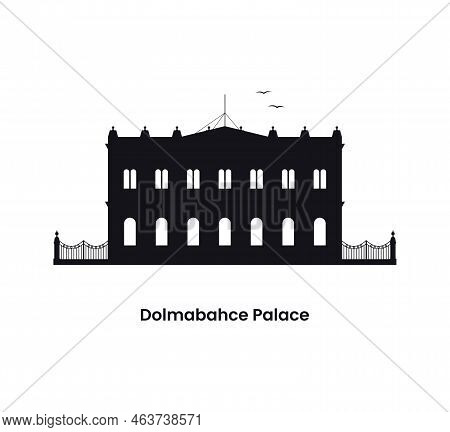 Istanbul Turkey Concept. Silhouette Of The Dolmabahce Palace. Vector Illustration Isolated On A Whit