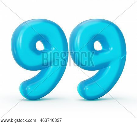 Blue Jelly Digit 99 Ninety Nine Isolated On White Background Jelly Colorful Alphabets Numbers For Ki