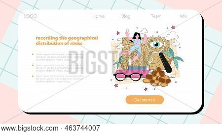Geophysicist Web Banner Or Landing Page. Scientist Study Structure