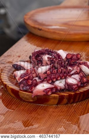 Typical Galician Recipe For Cooking Octopus. Pulpo á Feira