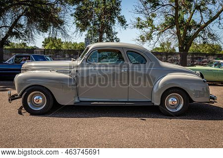 Falcon Heights, Mn - June 19, 2022: High Perspective Side View Of A 1940 Plymouth Deluxe P10 Coupe A