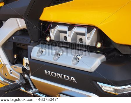 Scarborough, North Yorkshire, United Kingdom - 10 September 2022: Close Up Of The Engine Cover Of A 
