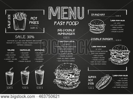 Fast Food Menu Skech Style. Can Be Used For Layout, Banner, Web Design, Brochure Template. Burger Me