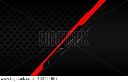 Abstract Red Black Line Cyber Slash Geometric On Grey Circle Mesh Metallic Design Modern Luxury Futu