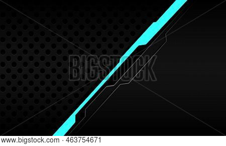 Abstract Blue Black Line Cyber Slash Geometric On Grey Circle Mesh Metallic Design Modern Luxury Fut