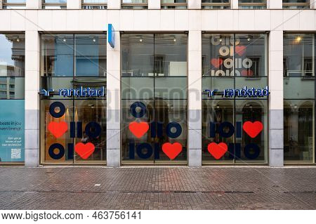 Brussels Old Town, Brussels Capital Region, Belgium - 10 14 2022 - Facade Of The Randstad Interim Jo