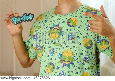 Tyumen, Russia-august 25, 2022: Rick And Morty Adult Animated Science Fiction Sitcom. Clothing With 