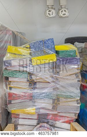 Pallet Of Register Document Archive Folders In Shrink Wrap Foil Storage