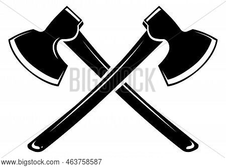 Crossed Axes Logo. Lumberjack Tool. Wood Industry Symbol