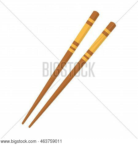 Wooden Chopsticks Isolated On White Background.   Traditional Ssian Bamboo Utensils. Vector Stock