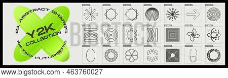 Retrofuturistic Y2k Geometry Design Elements Collection. Big Collection Of Abstract Graphic Geometri