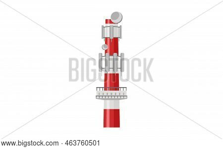 Radio Tower With Satalite Dishes Illustration. Telecommunication Mast And Wireless Station. Communic