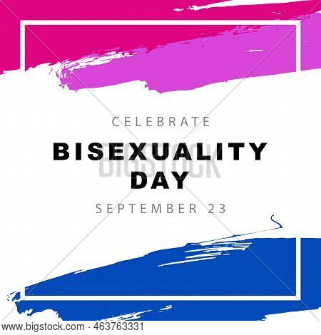 The Flag Of Bisexual Pride. September 23, Celebration Of Bisexuality Day. Pink, Purple And Blue Brus