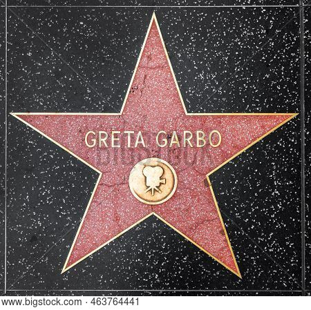 Los Angeles, Usa - March 5, 2019: Closeup Of Star On The Hollywood Walk Of Fame For Greta Garbo.