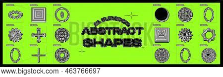 Retrofuturistic Y2k Geometry Design Elements Collection. Big Collection Of Abstract Graphic Geometri