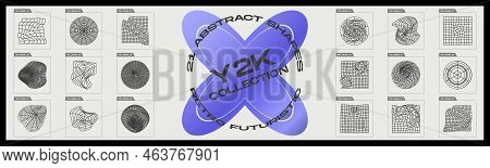 Retrofuturistic Y2k Geometry Design Elements Collection. Collection Of Abstract Graphic Geometric Sy