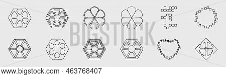 Retrofuturistic Y2k Geometry Design Elements Collection. Collection Of Abstract Graphic Geometric Sy