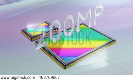 200 Megapixel Digital Camera Sensor Compared To Smaller Previous Generation Sensor, 3d Rendering, Hu