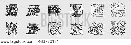 Brutalism Shapes. Large Set Of Retro Objects For Design. Frames Inspired Brutalism. Glitch Brutalism