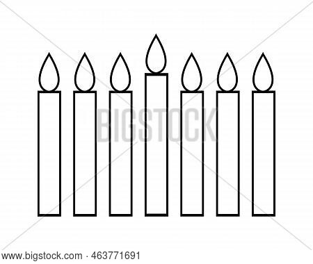 Simple Minimalist Outline Lineal Icon Of Kwanzaa Seven Candles - Mishumaa Sabaa. Vector Illustration