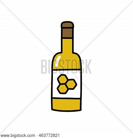 Mead Bottle Doodle Icon, Vector Color Illustration