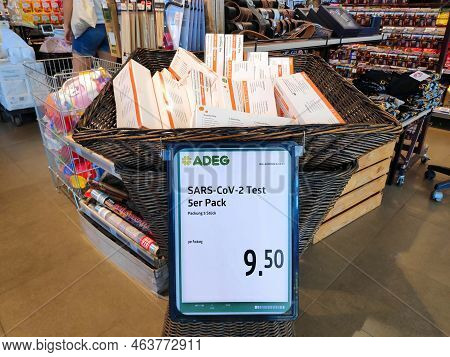 Vienna, Austria - August 10, 2022: Covid-19 Rapid Antigen Test In A Supermarket In Austria.