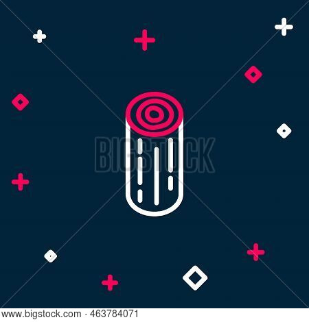 Line Wooden Logs Icon Isolated On Blue Background. Stack Of Firewood. Colorful Outline Concept. Vect