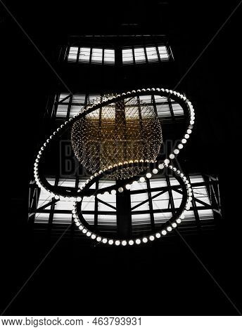 Bangkok,thailand - Oct 10, 2020 : Big Circle Globe Light Like Earth Planet Star In Space Or Universe