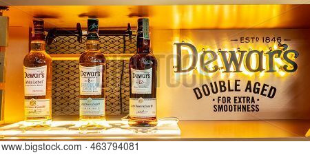 Bangkok, Thailand 18 Sep 2022: Dewar's Blended Scotch Whisky On Store Shelf In Supermarket, Bottle O