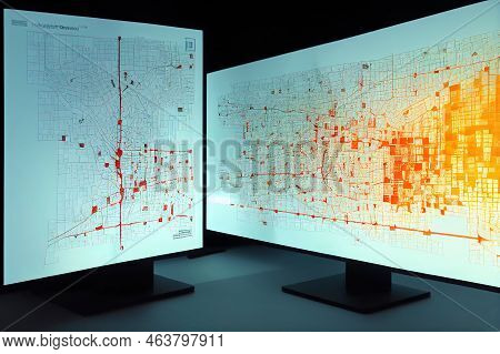 Smart City, Internet Of Thing Hosing Urban Masterplan Sunset