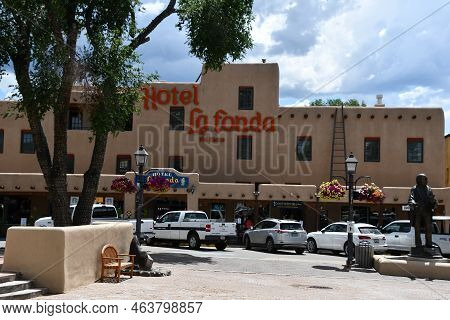 Taos Nm - Jul 29: Hotel La Fonda De Taos At Taos Plaza In Taos, New Mexico, As Seen On July 29, 2021