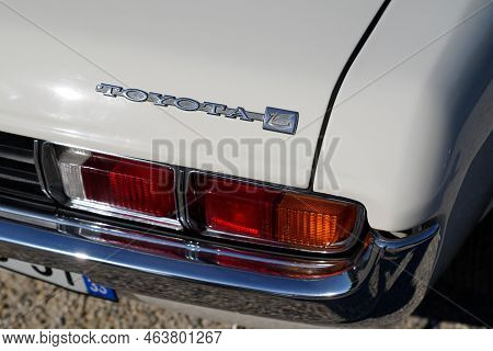 Bordeaux , Aquitaine  France - 10 18 2022 : Toyota Celica Logo Text And Brand Sign Of Car Ancient Vi