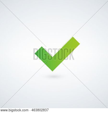 Tick Sign Element. Green Checkmark Icon. Ok Button For Vote, Decision, Web. Symbol Of Correct, Check